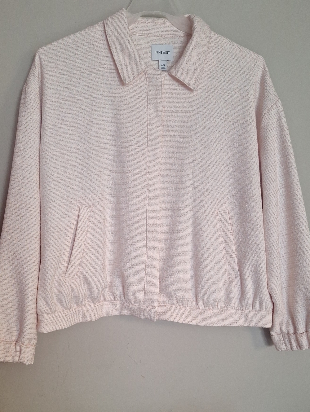 Nine West Pale Pink Tweed Collar Jacket